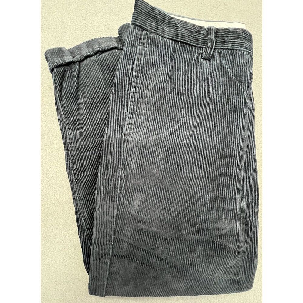 Nautica Pants Men 36x30 Navy Blue Corduroy Cuffed Wide Leg High Rise 100% Cotton
